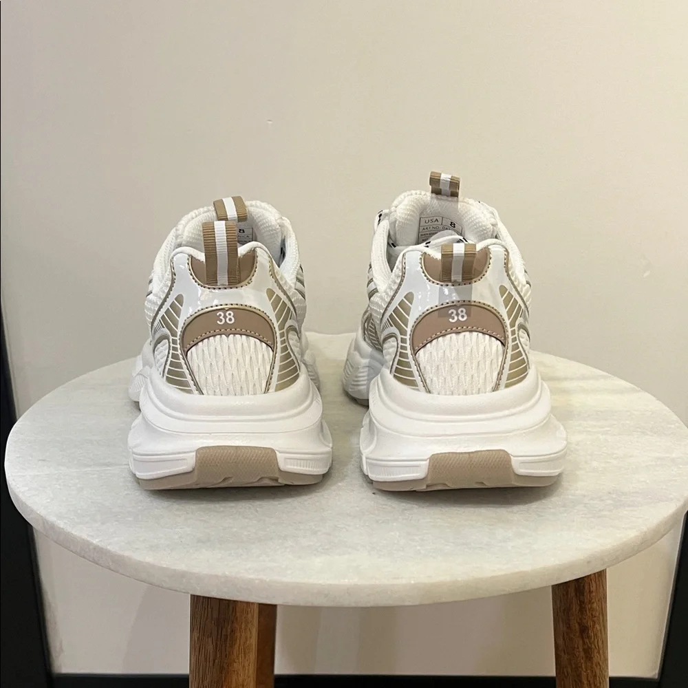 Elegant Women's Sneakers in White and Gold - Picture 3 of 5
